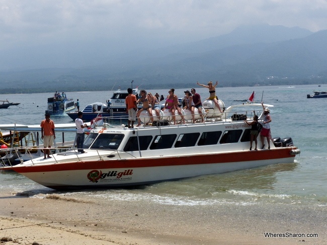 Gili Gili Fast Boat on arrival at Gili Air, Getting to the Gili Islands from Bali